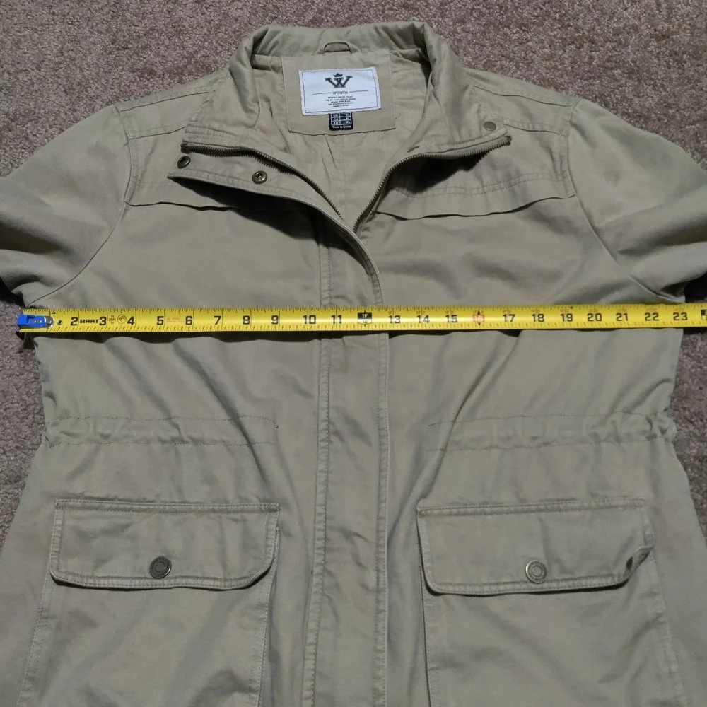 Wenven Women's Tan Cargo‎ Barn Jacket Canvas Coat Parka 100% Cotton Size XL